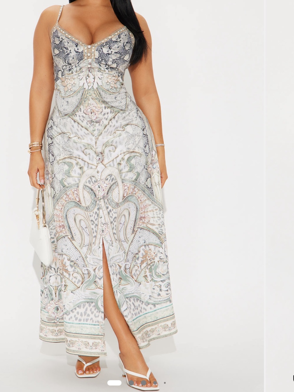Fashion Nova Vivienne Satin Maxi Print Dress